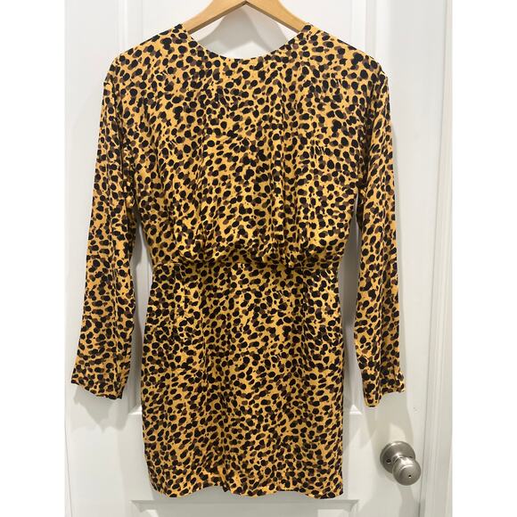 & Other Stories Leopard Print Long Sleeve Mini Dress Sz 2 - Picture 2 of 9